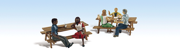 Woodland Scenics 1/87 HO Scale OUTDOOR DINING Figures Set Scenic Accents A1939 - ModelsPower