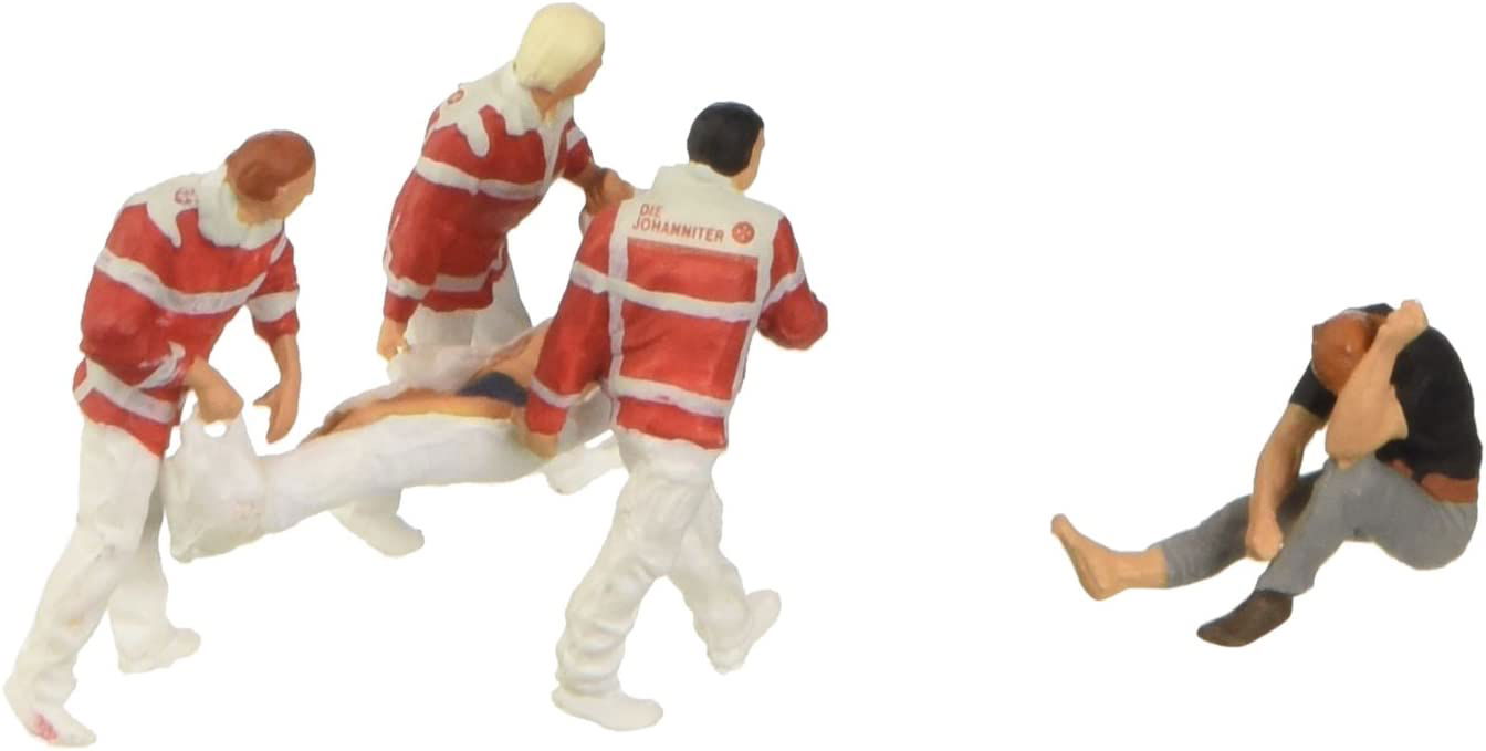 PREISER 1/87 HO Scale PARAMEDICS Rescue Sheet Injured Person +CMW 1953 Ambulance - ModelsPower