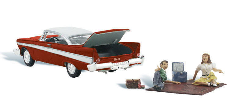 Woodland Scenics 1/87 HO Scale PARKED FOR A PICNIC classic car AutoScenes AS5552 - ModelsPower