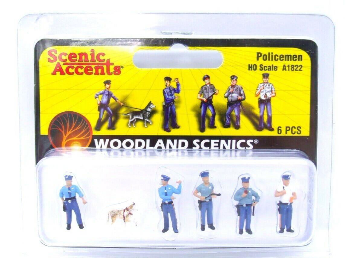 Woodland Scenics 1/87 HO Scale POLICEMEN 5 Officers & 1 Canine Cop Accents A1822 - ModelsPower