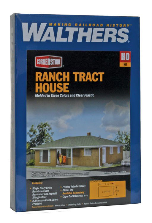 WALTHERS Cornerstone 933-3777 1/87 HO Scale RANCH TRACT HOUSE KIT postwar era - ModelsPower