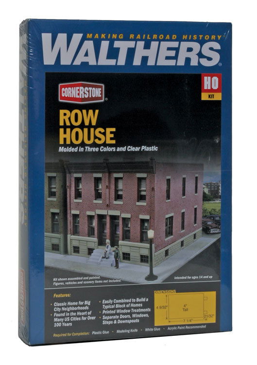 Walthers Cornerstone 1/87 HO Scale ROW HOUSE city urban brick home structure kit - ModelsPower