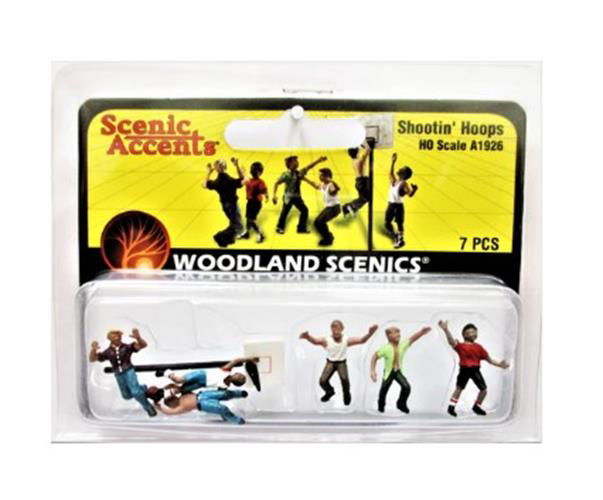 Woodland Scenics 1/87 HO Scale SHOOTIN' HOOPS 7 pcs Figures Scenic Accents A1926 - ModelsPower