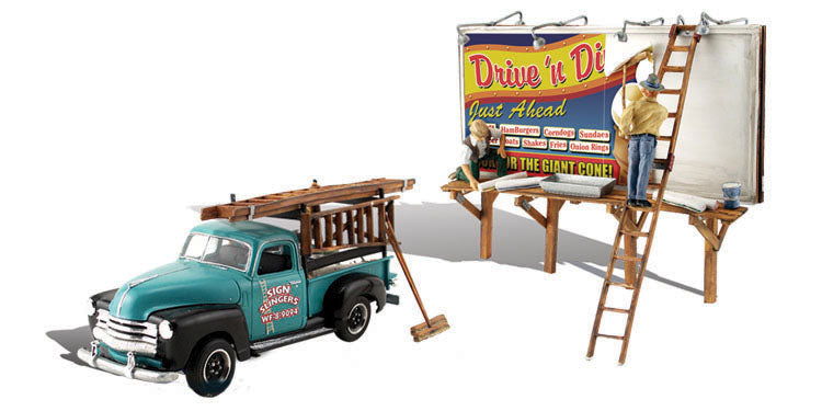 Woodland Scenics 1/87 HO Scale SIGN SLINGERS billboard workers AutoScenes AS5556 - ModelsPower