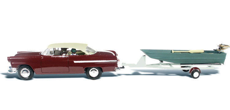 Woodland Scenics 1/87 HO Scale TO THE LAKE AutoScenes AS5544 vintage motor boat - ModelsPower