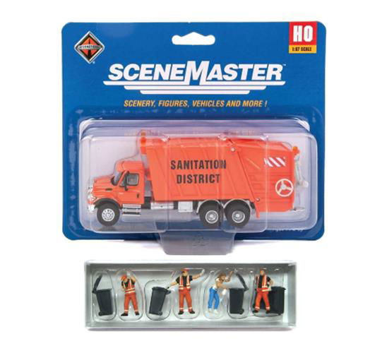 PREISER 1/87 HO Scale TRASH Cans+Figures +WALTHERS Sanitation Dist GARBAGE TRUCK - ModelsPower