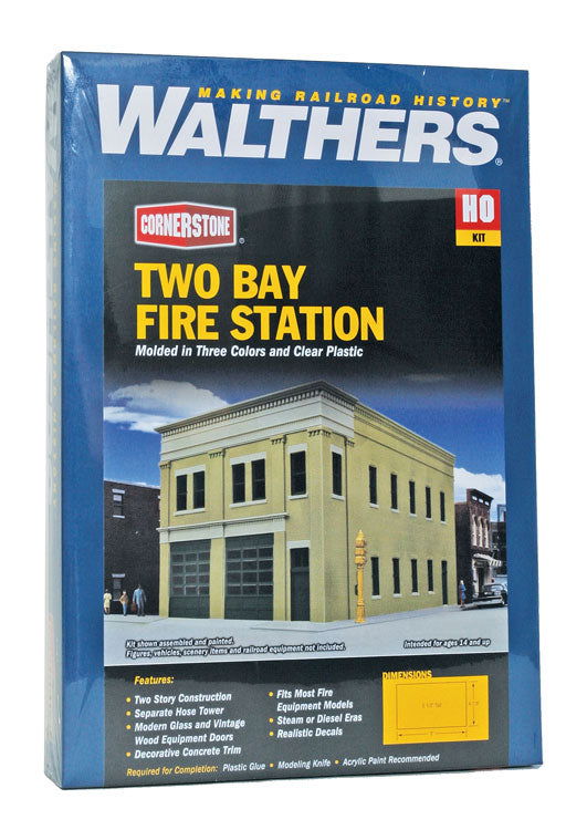 WALTHERS Cornerstone 933-4022 1/87 HO Scale TWO-BAY FIRE STATION firehouse tower - ModelsPower