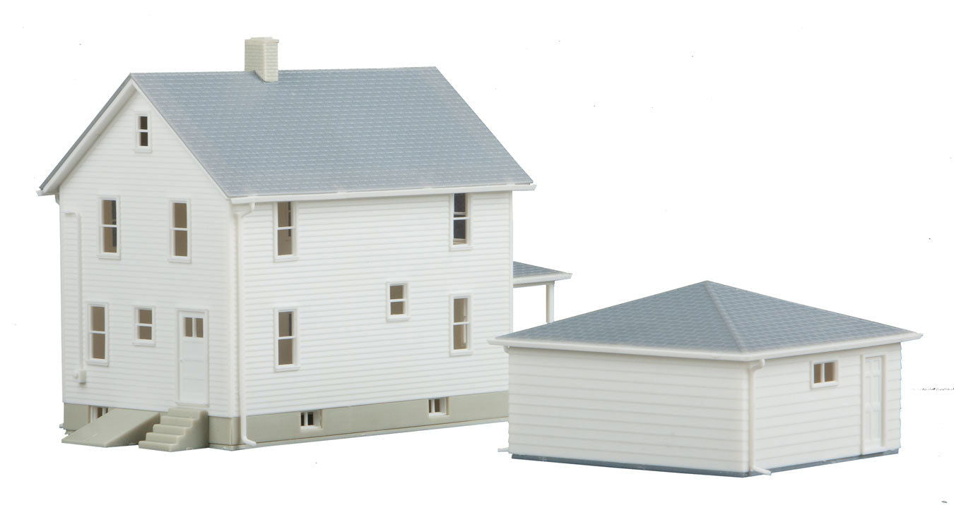 WALTHERS Cornerstone 9333792 1/87 HO Scale TWO-STORY HOUSE +GARAGE structure kit - ModelsPower