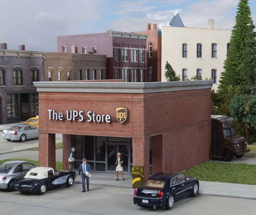 WALTHERS Cornerstone 9334112 1/87 HO Scale The UPS STORE structure kit+2 dropbox - ModelsPower