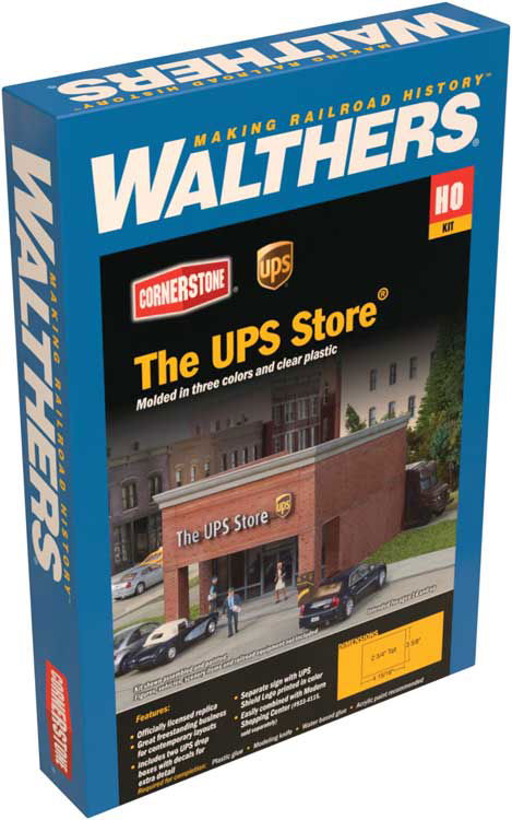 WALTHERS Cornerstone 9334112 1/87 HO Scale The UPS STORE structure kit+2 dropbox - ModelsPower