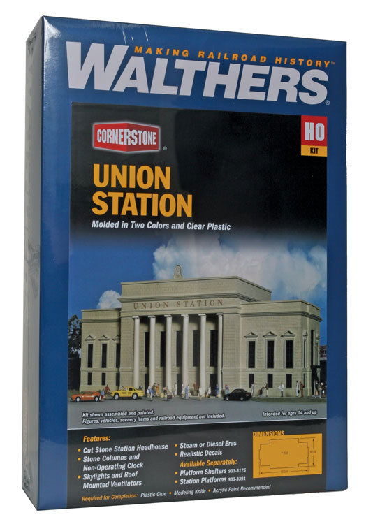 WALTHERS Cornerstone 1/87 HO Scale UNION STATION passenger terminal kit 933-3094 - ModelsPower