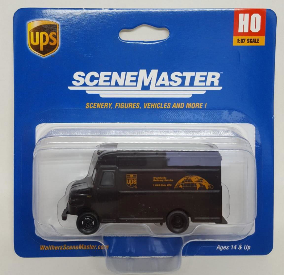 Walthers SceneMaster (Preiser) 1/87 HO Scale UPS DELIVERY TRUCK & DRIVER FIGURE - ModelsPower