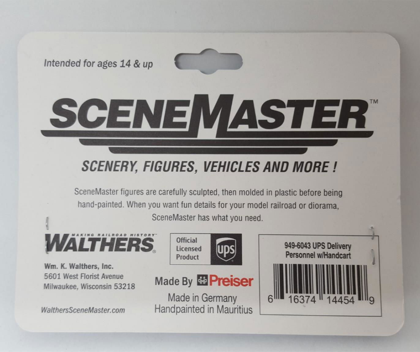 Walthers SceneMaster (Preiser) 1/87 HO Scale UPS DELIVERY TRUCK & DRIVER FIGURE - ModelsPower