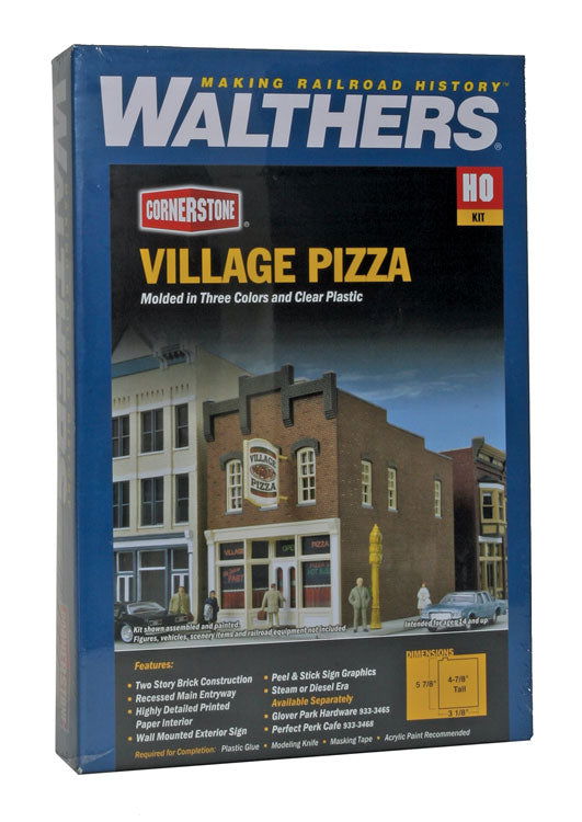 WALTHERS Cornerstone 933-3469 1/87 HO Scale VILLAGE PIZZA brick storefront kits - ModelsPower