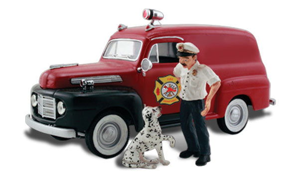 Woodland Scenics HO 1/87 SPARKY & THE CHIEF fire dept cruiser AutoScenes AS5559 - ModelsPower