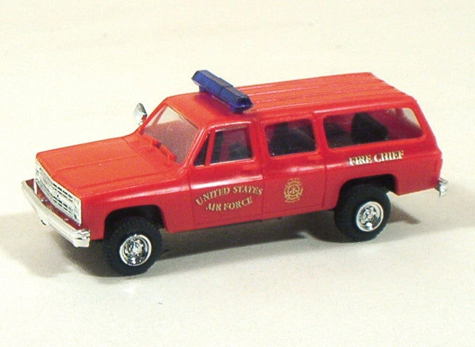 Trident Military HO 1/87 USAF Air Force Fire Chief Chevrolet Suburban Truck Red - ModelsPower