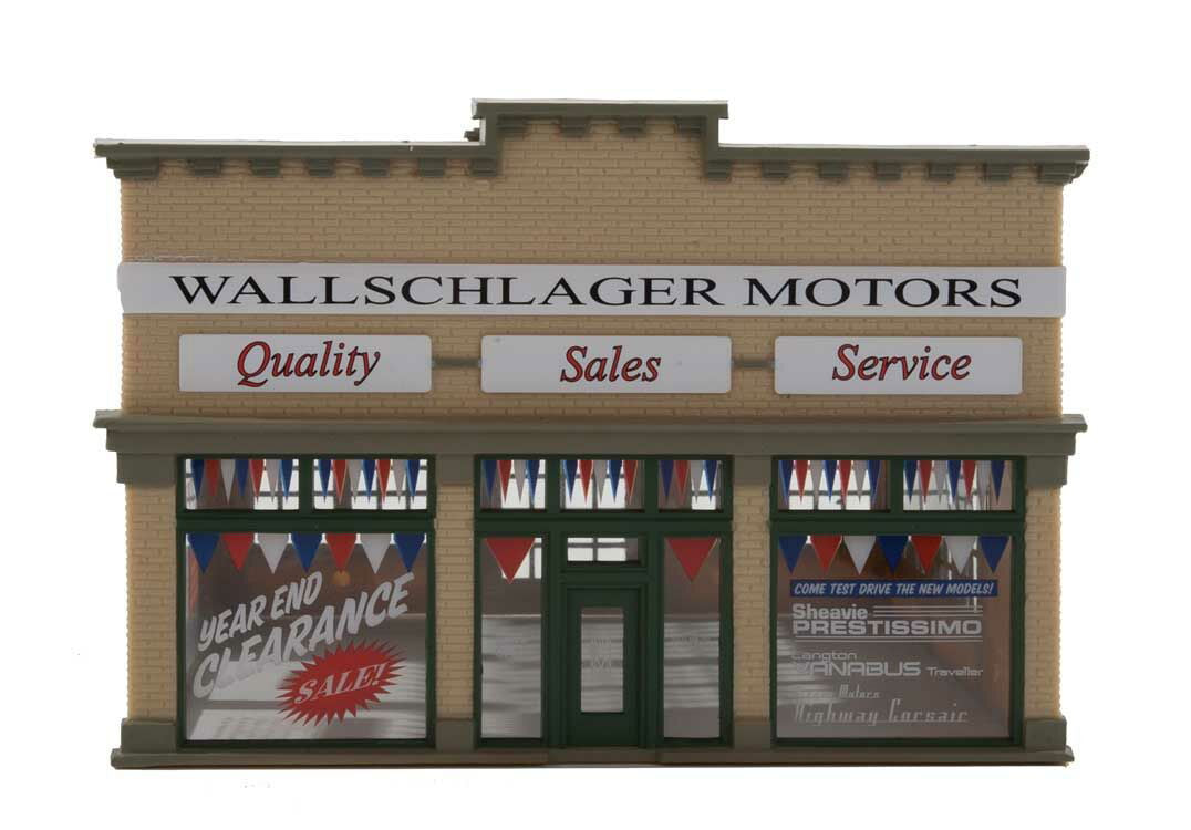 Walthers HO 1/87 Wallschlager Motors Auto Dealership ASSEMBLED PAINTED Structure - ModelsPower