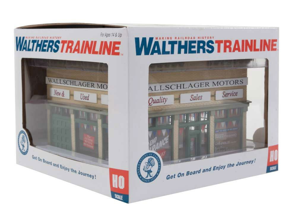 Walthers HO 1/87 Wallschlager Motors Auto Dealership ASSEMBLED PAINTED Structure - ModelsPower