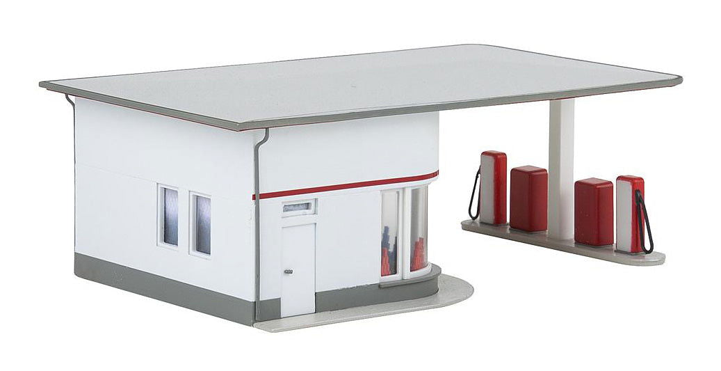 FALLER 1/87 HO Scale 1950s GAS STATION Automotive Business Model Kit w/95 parts - ModelsPower