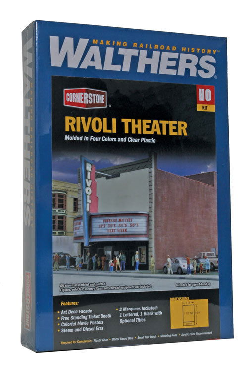 WALTHERS Cornerstone 933-3771 1/87 HO Scale RIVOLI THEATRE KIT w/Art Deco Facade - ModelsPower