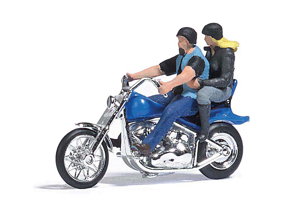 Busch 1/87 HO Scale Cool American Motorcycle Harley w/ Biker Couple - Action Set - ModelsPower