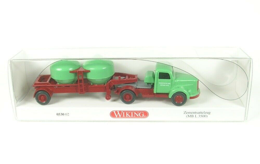 Wiking 1/87 HO Scale 1950-1959 Mercedes-Benz L3500 Tractor w/Cement Silo Trailer - ModelsPower