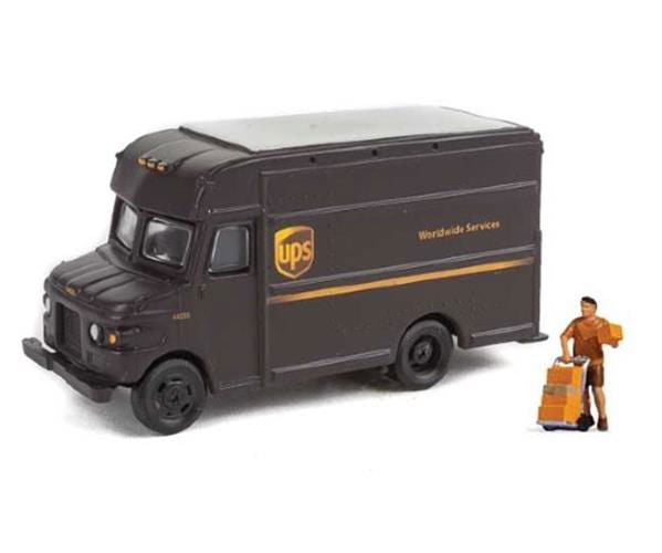 Walthers SceneMaster (Preiser) 1/87 HO Scale UPS DELIVERY TRUCK w/ DRIVER FIGURE - ModelsPower