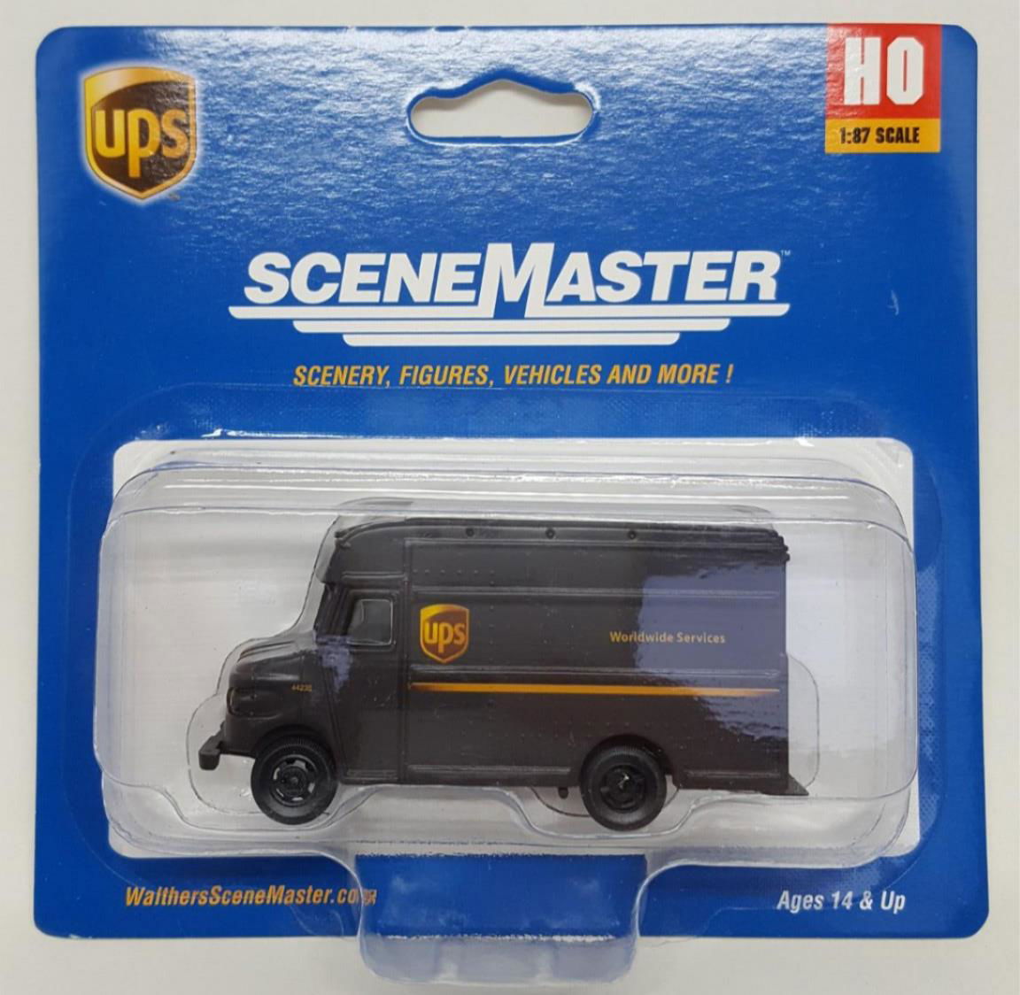 Walthers SceneMaster (Preiser) 1/87 HO Scale UPS DELIVERY TRUCK w/ DRIVER FIGURE - ModelsPower