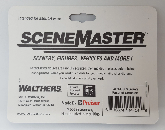 Walthers SceneMaster (Preiser) 1/87 HO Scale UPS DELIVERY TRUCK w/ DRIVER FIGURE - ModelsPower