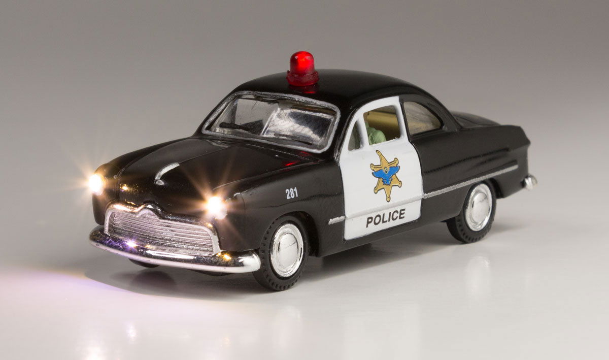 Woodland Scenics 1/87 HO Scale POLICE CAR w/Driver Just Plug LED Lighted Vehicle - ModelsPower