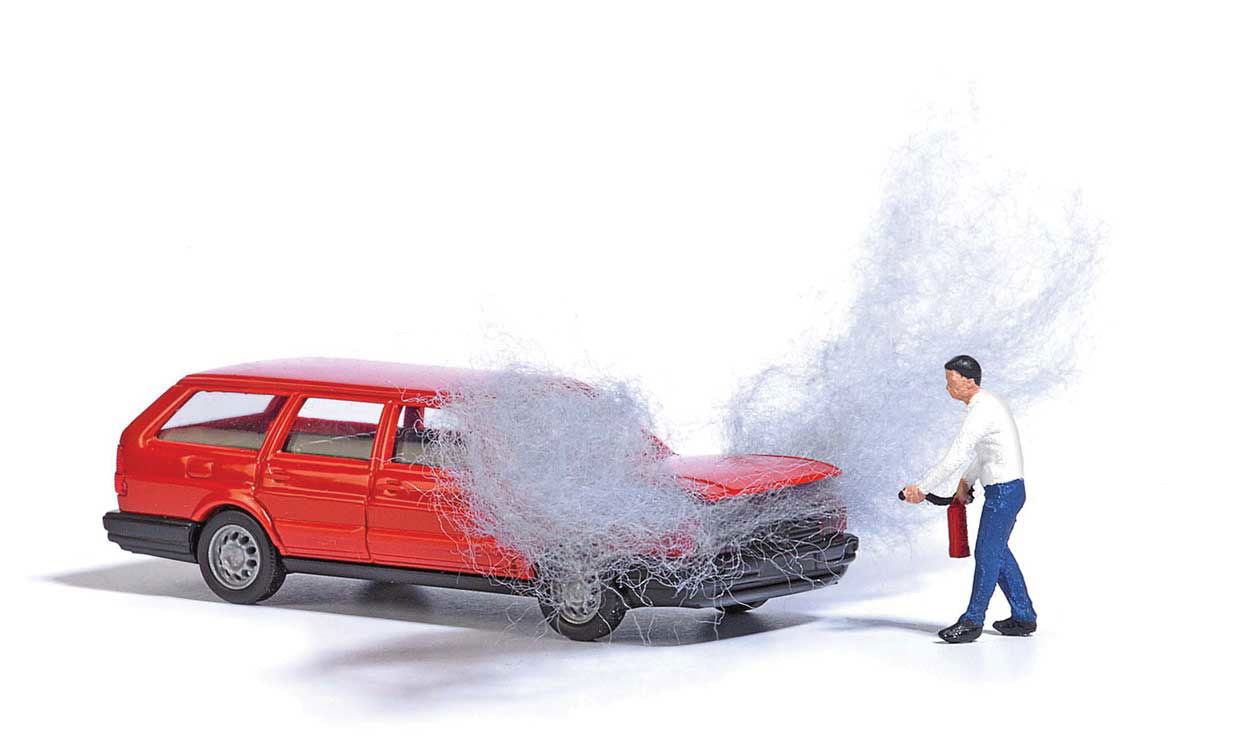 Busch 1/87 HO Scale Volkswagen Passat Station Wagon on Fire w/Figure -Action Set - ModelsPower