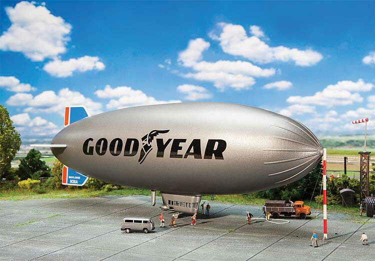 FALLER 1/160 N Scale GOODYEAR GZ-20a Blimp Airship Kit w/Ganola, Hull, Blue Fins - ModelsPower