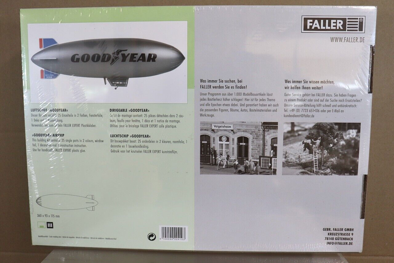 FALLER 1/160 N Scale GOODYEAR GZ-20a Blimp Airship Kit w/Ganola, Hull, Blue Fins - ModelsPower