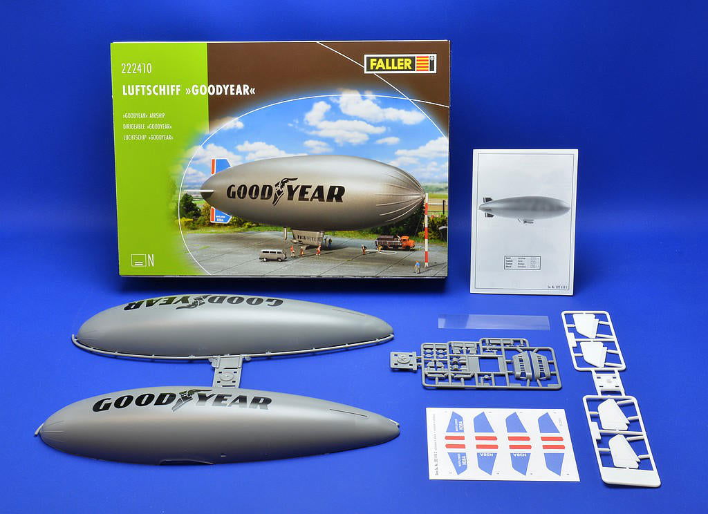 FALLER 1/160 N Scale GOODYEAR GZ-20a Blimp Airship Kit w/Ganola, Hull, Blue Fins - ModelsPower