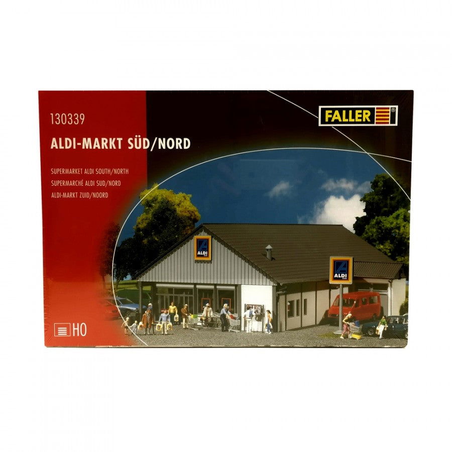 FALLER 1/87 HO Scale ALDI SUPERMARKET w/Glass Front Entrance & Shoppinging Carts - ModelsPower