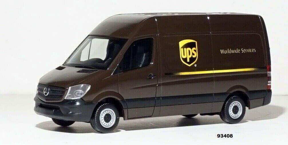 Herpa 1/87 HO Scale United Parcel Service UPS MB Sprinter Cargo Van w/ High Roof - ModelsPower