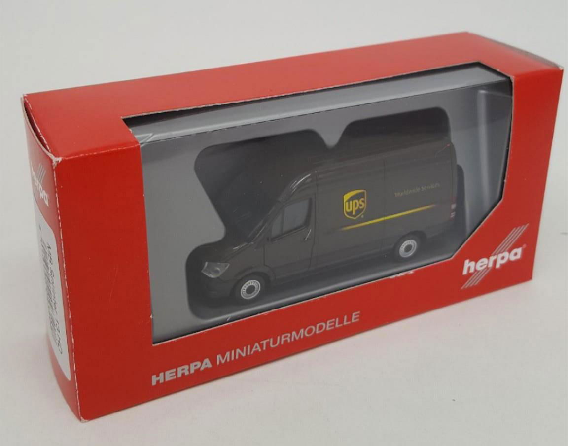 Herpa 1/87 HO Scale United Parcel Service UPS MB Sprinter Cargo Van w/ High Roof - ModelsPower