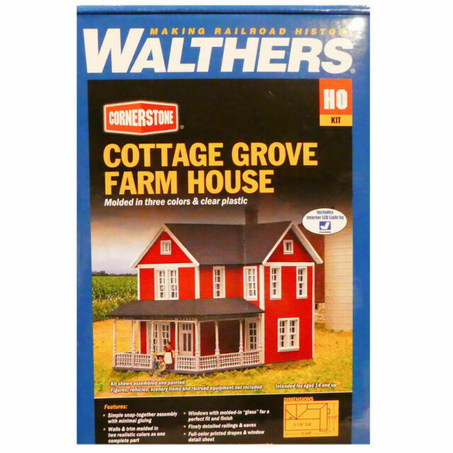 WALTHERS Cornerstone 933-3664 HO 1/87 COTTAGE GROVE FARM HOUSE w/ LED Light Kit - ModelsPower