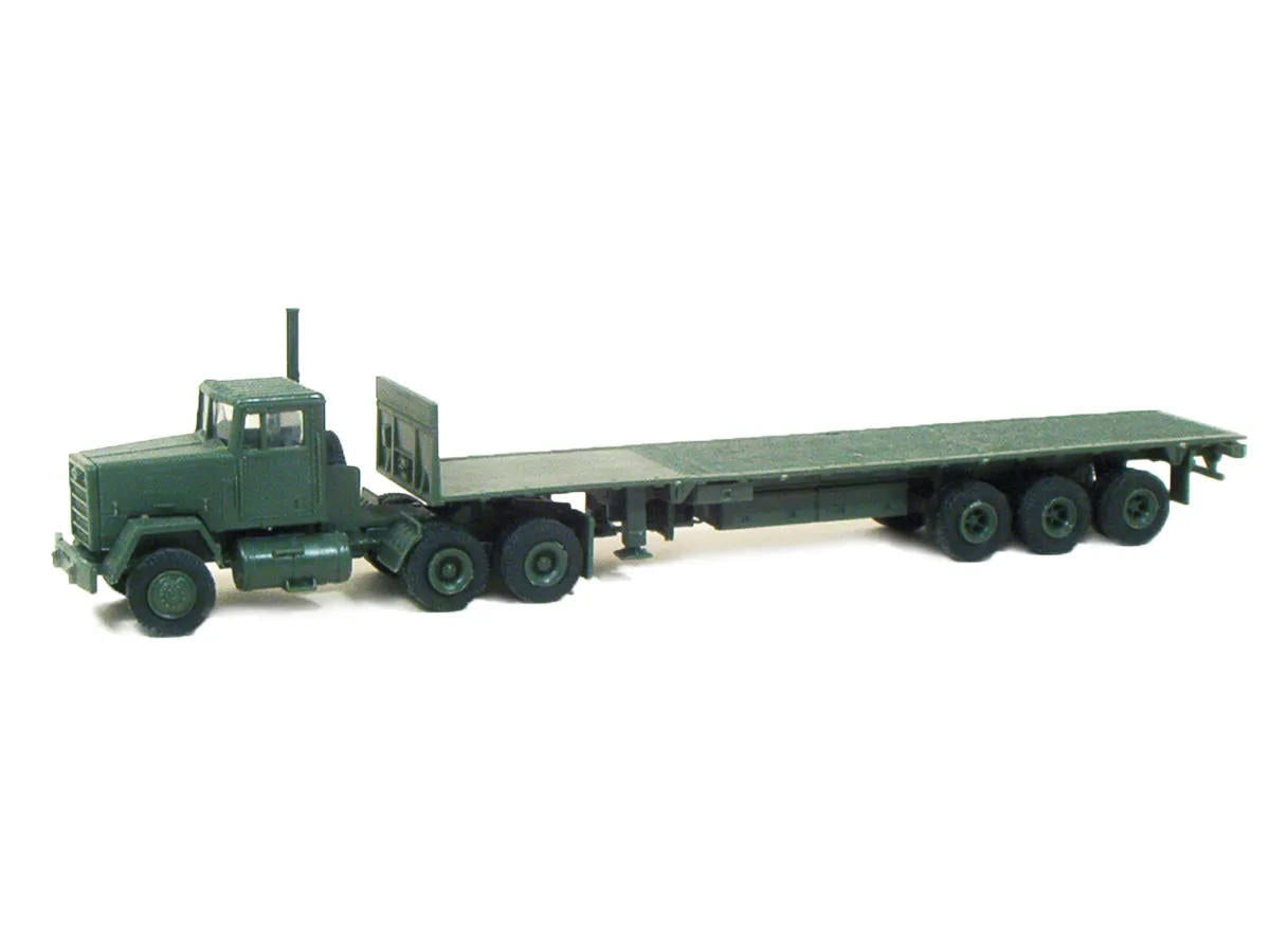 Trident HO Military US/NATO Heavy Truck M915 3-Axle Tractor M872 Flatbed Trailer - ModelsPower