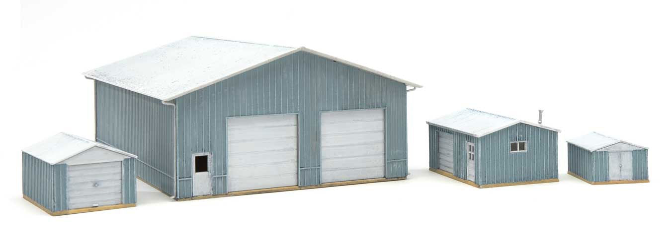 Walthers Cornerstone 1/160 N Scale POLE BARN & 2 SHEDS KIT w/ One-Car Garage NEW - ModelsPower