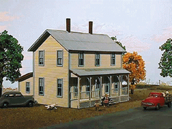 American Model Builders N 1/160 Scale TWO-STORY FARMHOUSE W/PORCH -LASERkit Wood - ModelsPower