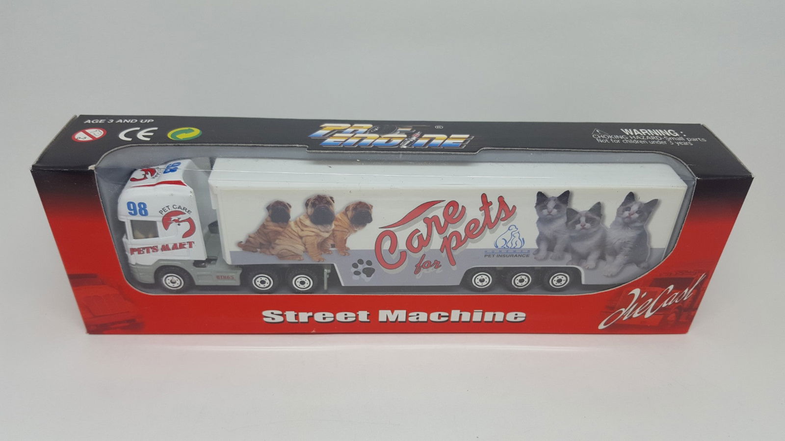 ProEngine Street Machine 1/87 HO Diecast LH Tractor w/ Pets Mart Racing Trailer - ModelsPower