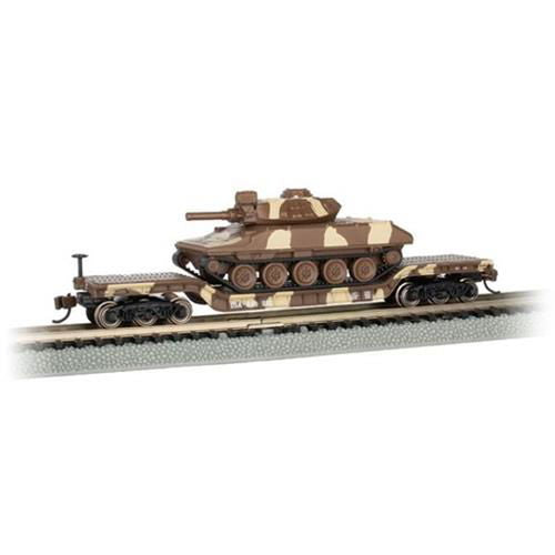 Bachmann N 1/160 US ARMY 52' Center-Depressed Flatcar w/Sheridan Tank Camouflage - ModelsPower