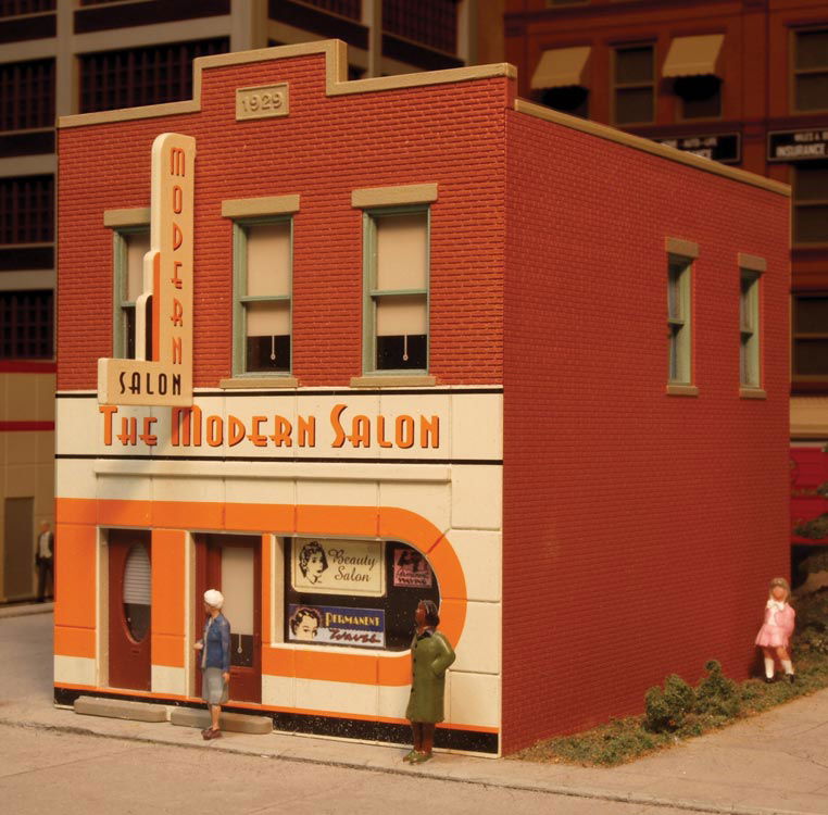 City Classics 1/87 HO Scale 1930s SOUTH SIDE SALON w/Store Window Signs & Decals - ModelsPower