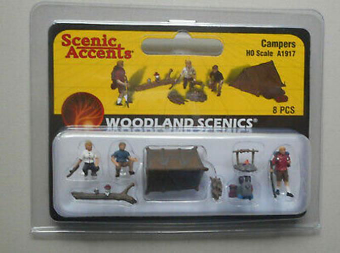 Woodland Scenics 1/87 HO Scale CAMPERS w/Tent & Accessories Scenic Accents A1917 - ModelsPower