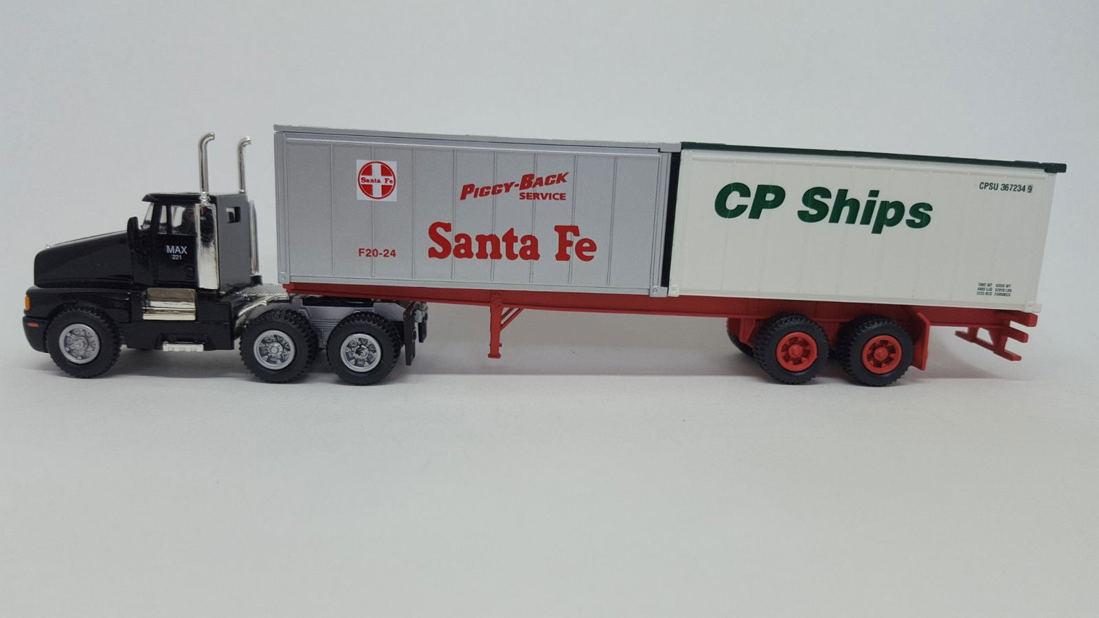 Model Power 22003 HO 1/87 ATSF SANTA FE CP SHIPS SH Tractor w/Two 20' Containers - ModelsPower