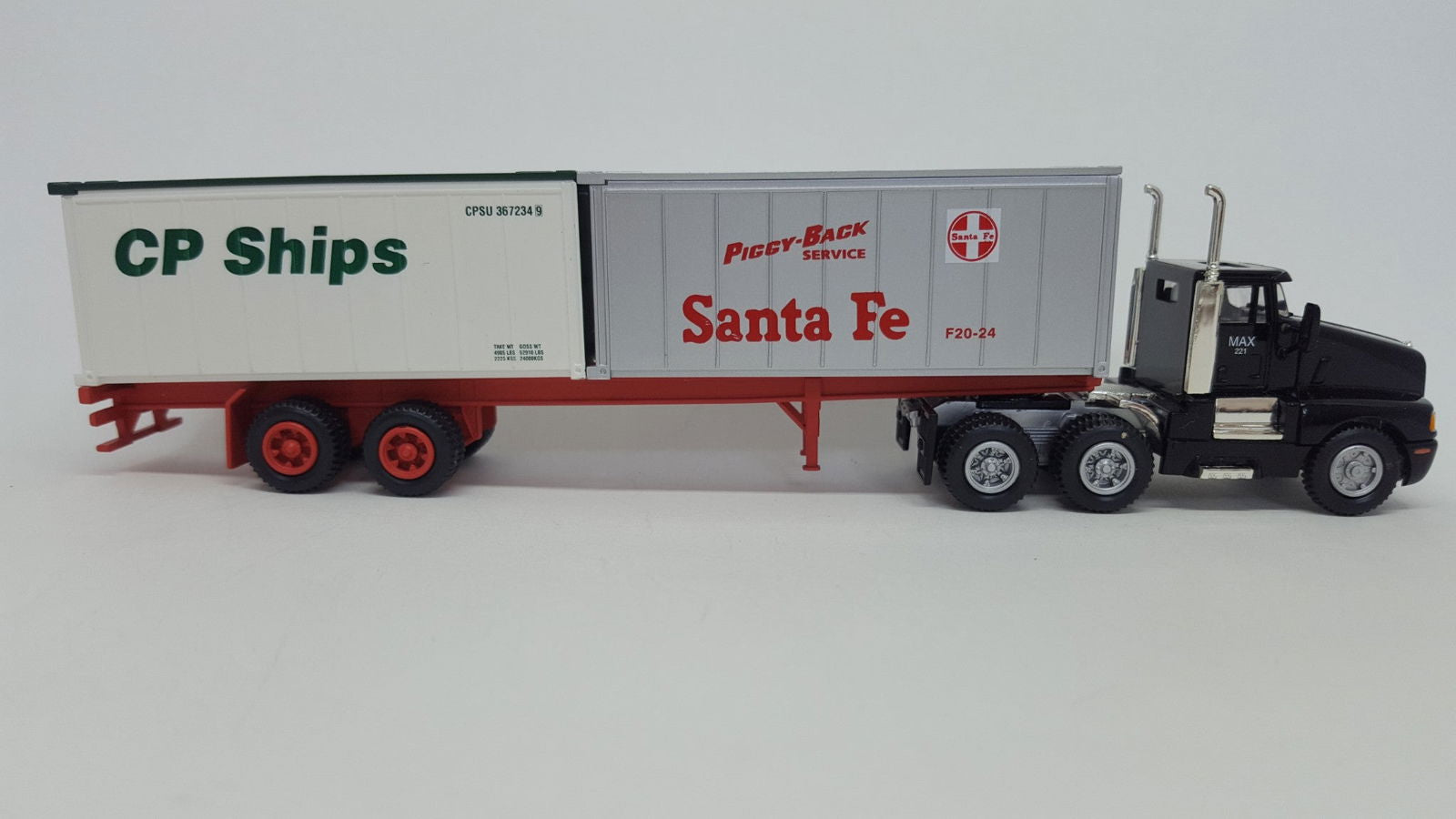 Model Power 22003 HO 1/87 ATSF SANTA FE CP SHIPS SH Tractor w/Two 20' Containers - ModelsPower