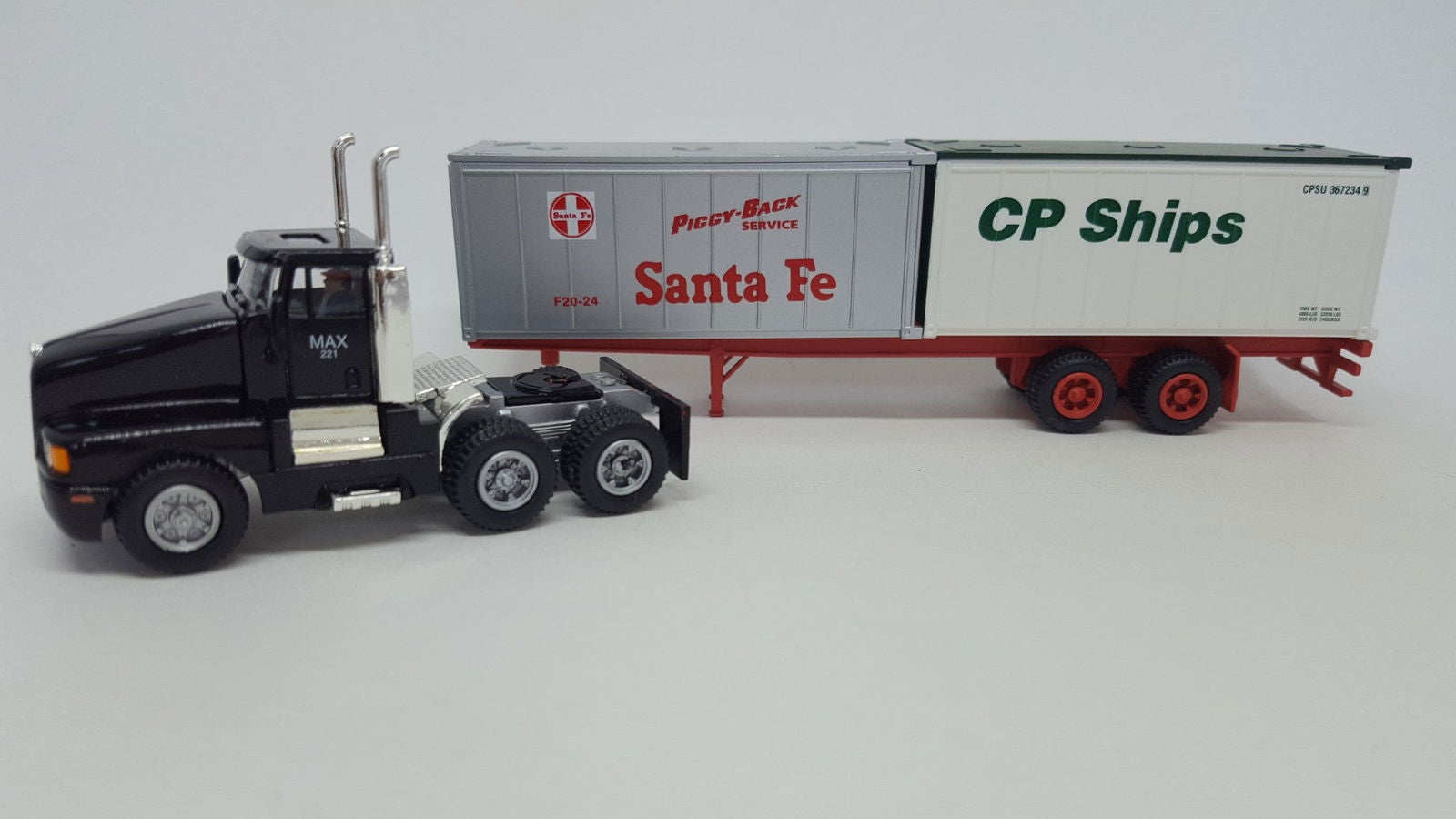 Model Power 22003 HO 1/87 ATSF SANTA FE CP SHIPS SH Tractor w/Two 20' Containers - ModelsPower