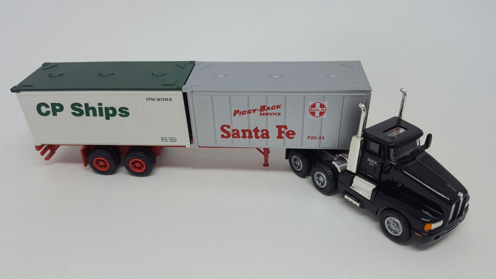 Model Power 22003 HO 1/87 ATSF SANTA FE CP SHIPS SH Tractor w/Two 20' Containers - ModelsPower