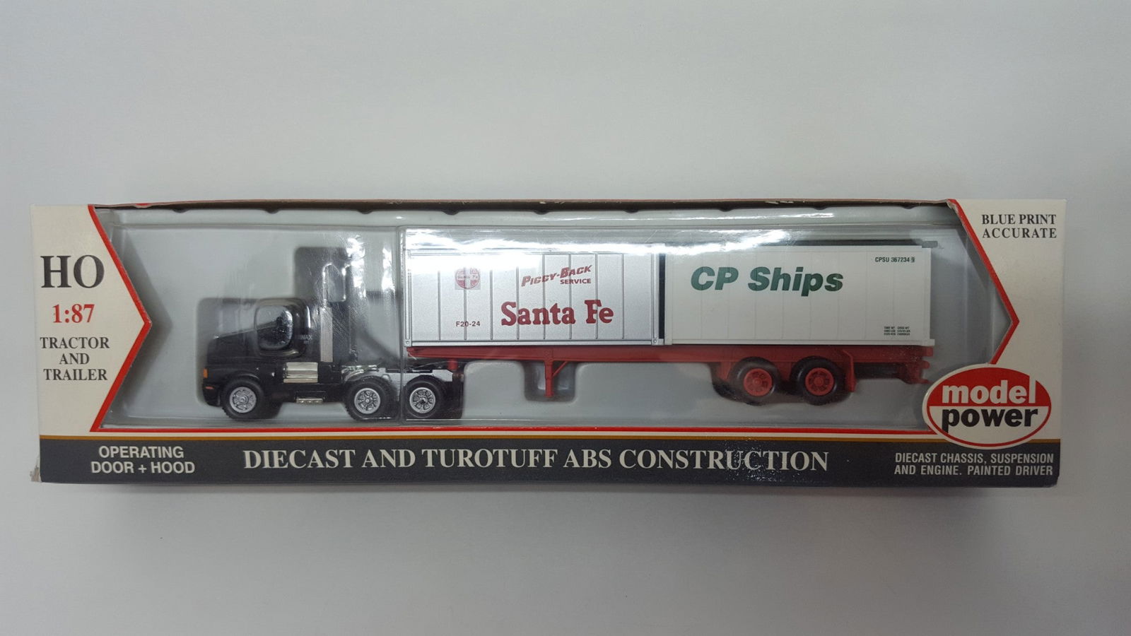 Model Power 22003 HO 1/87 ATSF SANTA FE CP SHIPS SH Tractor w/Two 20' Containers - ModelsPower